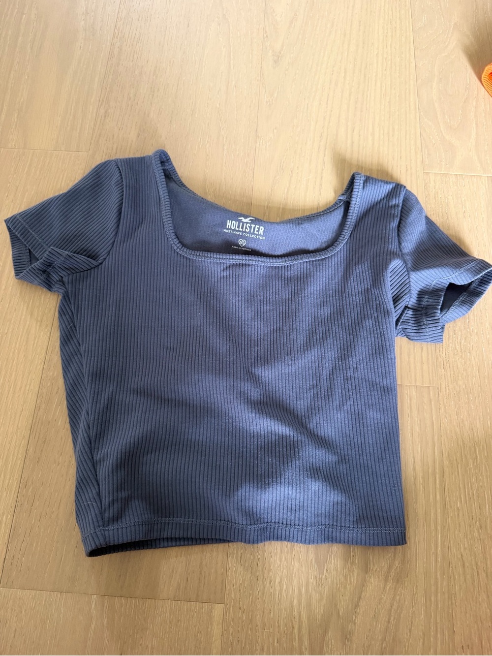 Hollister Ribbed Square Neck Crop Top in Blue